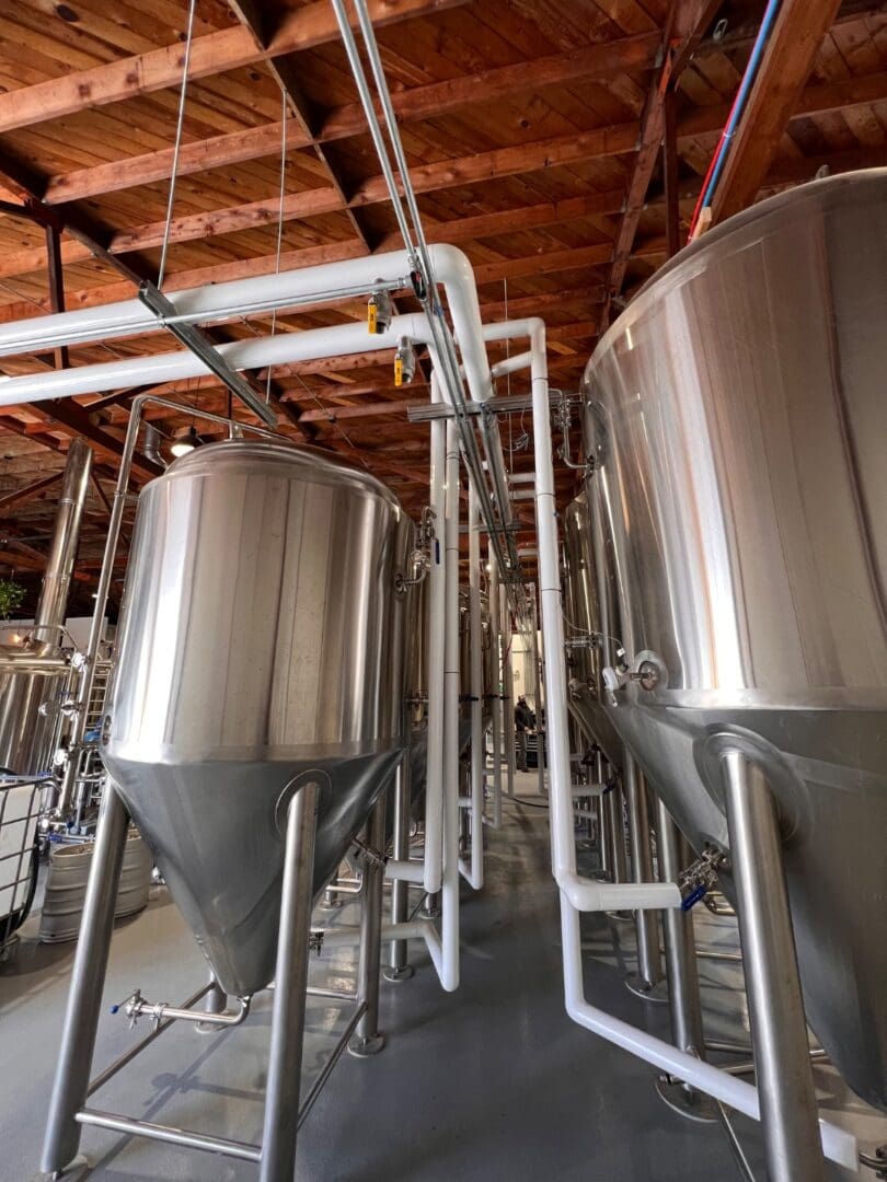 Ramble West Brewing glycol and fermentation tank piping installation by SAI - Chico CA