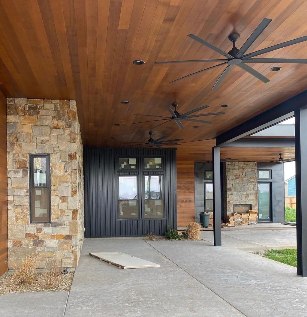 Architectural steel post and beam installation in residential home