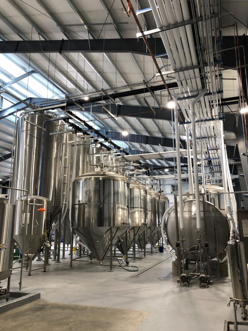 Brewery tank outlet piping installed by Stainless Aesthetics Inc