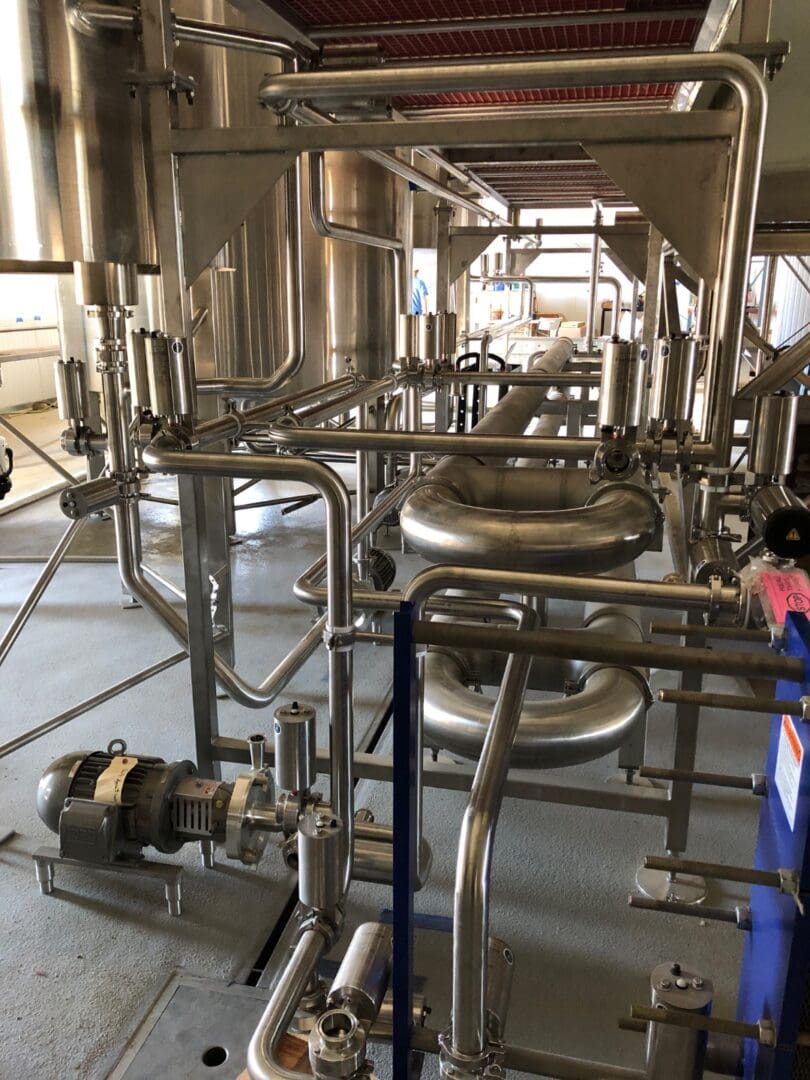 Brewhouse process piping installation by Stainless Aesthetics Inc - Farmers Brewing